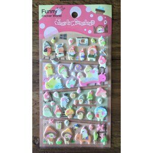 Fairy In Wonderland Funny Sticker World Made In Korea With Mushrooms And Gnomes